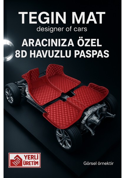 Ssangyong Kyron 8d Araca Özel Havuzlu Suni Deri Paspas Kırmızı (Tam Kaplama, 11 Mm, Kokusuz)