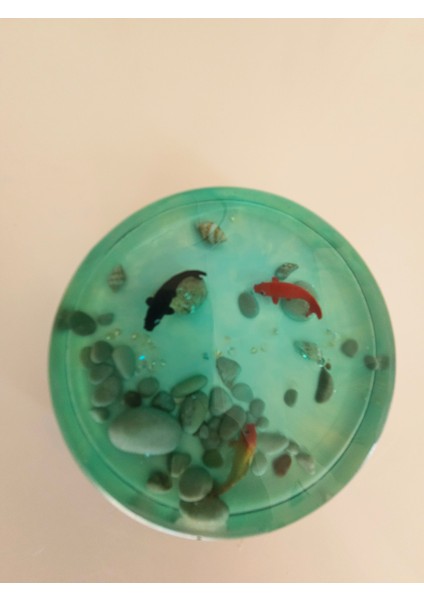 Balık Temalı El Yapımı Epoksi Bardak Altlığı 6’lı Set (Çap: 9.5 cm | Kalınlık: 2 Cm)