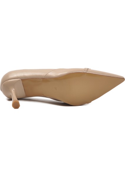 Bej Kırışık Kadın Topuklu Ayakkabı indirimleri