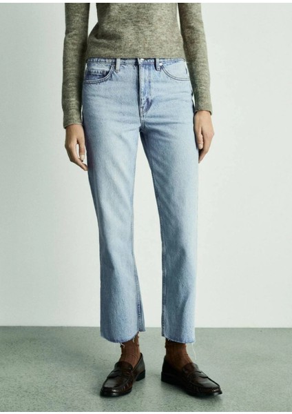 Beyaz Düz Kesim Crop Jean fiyatları