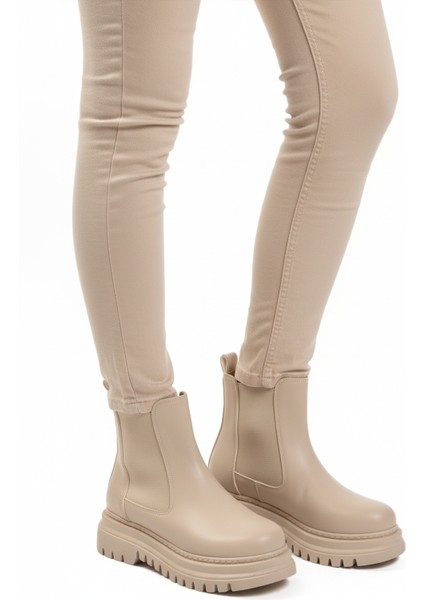 Bej Kürklü Kadın Chelsea Bot