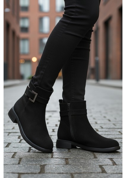 Siyah Süet Fermuarlı Içi Polarlı Kadın Topuklu Bot modelleri
