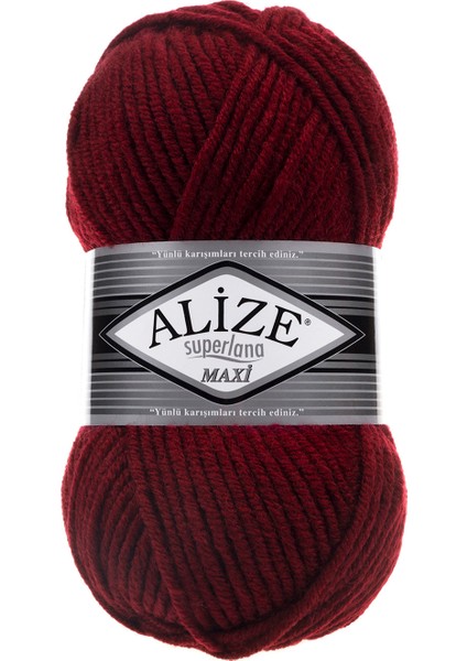 Süperlana Maxi Yünlü Örgü Iplği/kalın Chunky Iplik/el Örgü Ipi/ 57 Bordo fiyatları