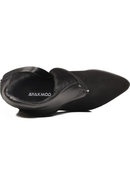 Siyah Süet Fermuarlı Içi Kürklü Kadın Topuklu Bot fırsatları