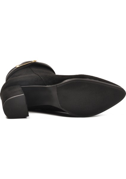 Siyah Süet Fermuarlı Içi Kürklü Kadın Topuklu Bot indirimleri