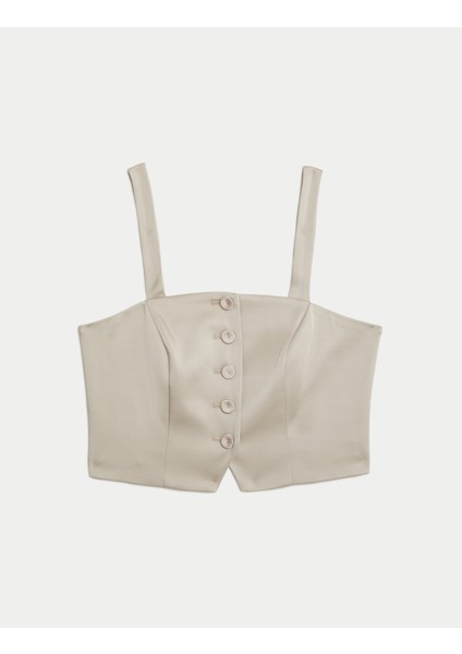 Tailored Fit Crop Saten Yelek