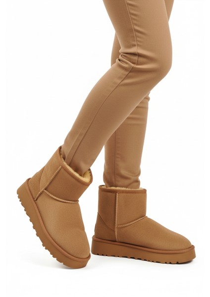 Vizon Süet Süet Kadın Düz Bot