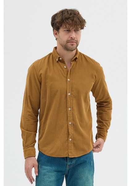 Erkek Relax Fit Kadife Uzun Kollu Gömlek