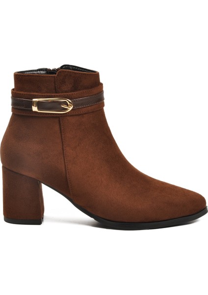 Kahve Süet Fermuarlı Içi Kürklü Kadın Topuklu Bot fiyatları