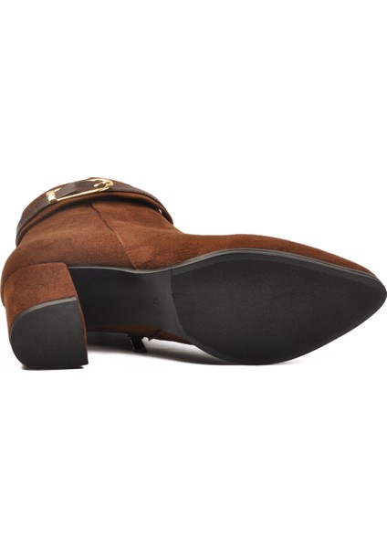 Kahve Süet Fermuarlı Içi Kürklü Kadın Topuklu Bot indirimleri