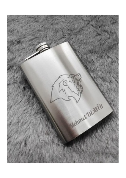Unutulmaz Anlar Için Sevgiliye Isime Kişiye Özel Hediye Aslan Temalı 9 Oz Çelik Cep Matara 266 ml