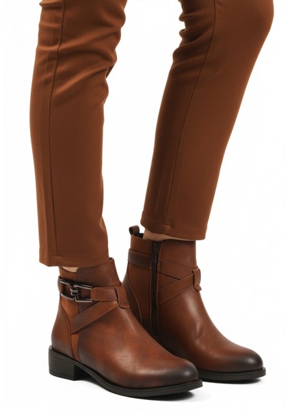 Taba Zümrüt Içi Kürklü Fermuarlı Kadın Topuklu Bot