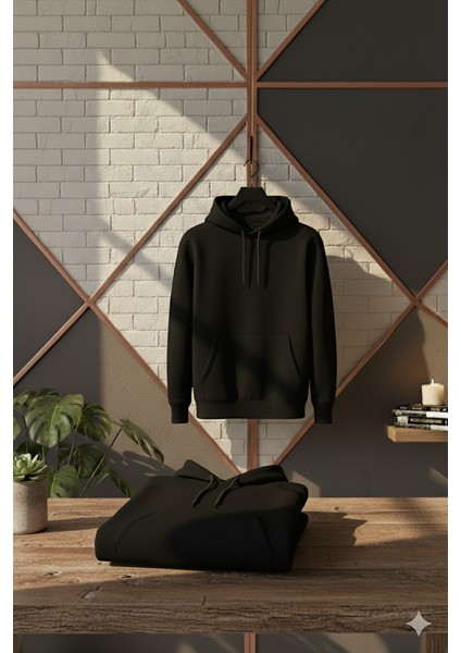 Yyz Store Sırt Basklı Özel Tasarım 3 Iplik Şardonlu Kapüşonlu Sweatshirt modelleri
