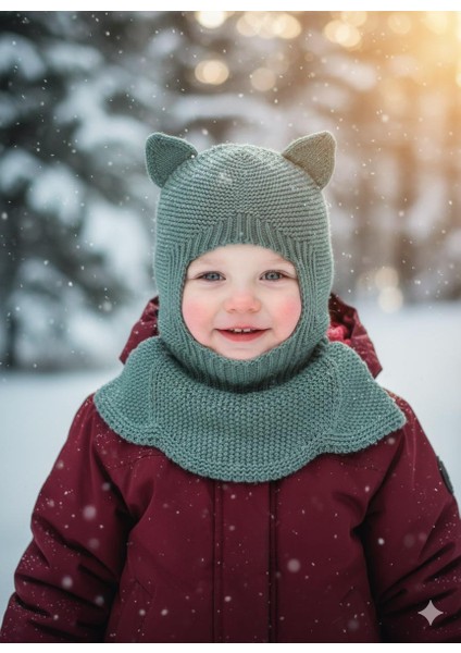 Kedi Kulaklı Kışlık Balaklava Triko Boyunluklu Bebek Çocuk Şapka Bere Kar Maskesi fiyatları
