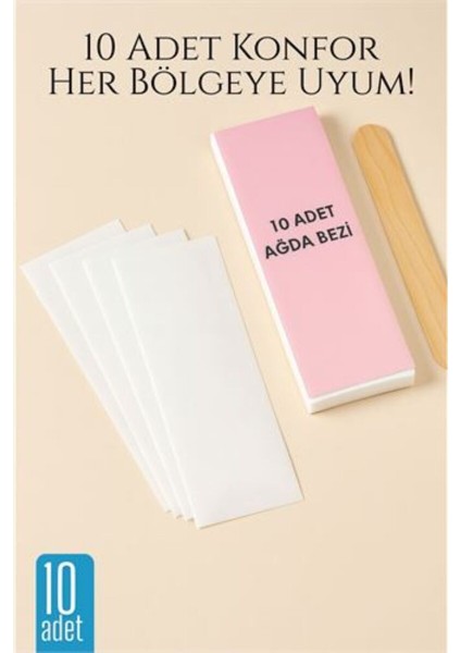 Pratik Ağda Bezi Seti + Spatula, Her Bölgeye Uyumlu, Evde Kolay Tüy Alma