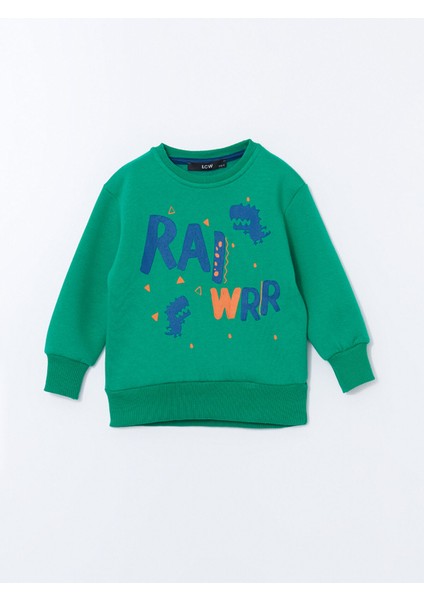 Yeni Sezon Bisiklet Yaka Baskılı Erkek Çocuk Sweatshirt