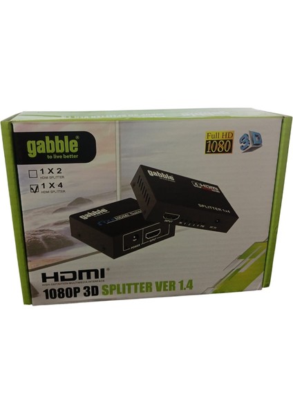 HDMI 1 Giriş 4 Çıkış Çoklayıcı 1080P Splitter Ver 1.4 Gabble GAB-HS04 fiyatları