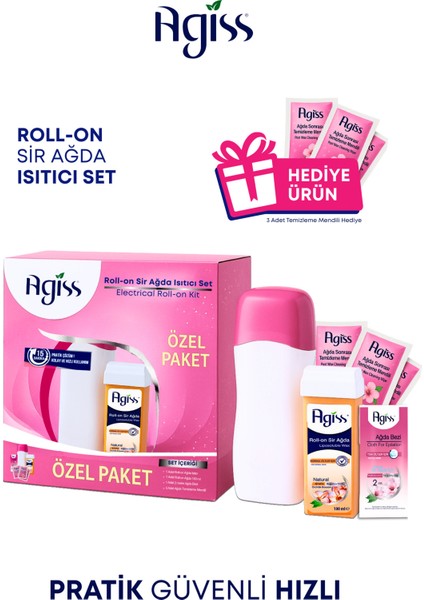 Roll-On Ağda Isıtıcı Set, 2 mt Bez, Normal Ciltler Için Ağda Makinesi