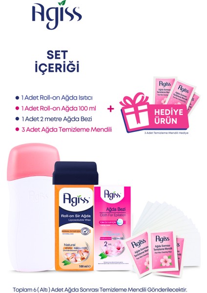 Roll-On Ağda Isıtıcı Set, 2 mt Bez, Normal Ciltler Için Ağda Makinesi