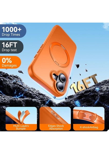 Apple iPhone 17 Kılıf Magsafe Halkalı 360 Dönebilen Yüzüklü Standlı Armour Mat Mıknatıslı Kapak modelleri