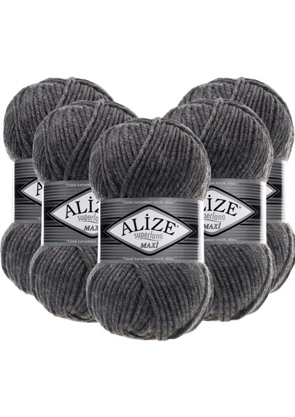 Süperlana Maxi Yünlü Örgü Iplği/kalın Chunky Iplik/el Örgü İPI/ 182 Koyu Gri