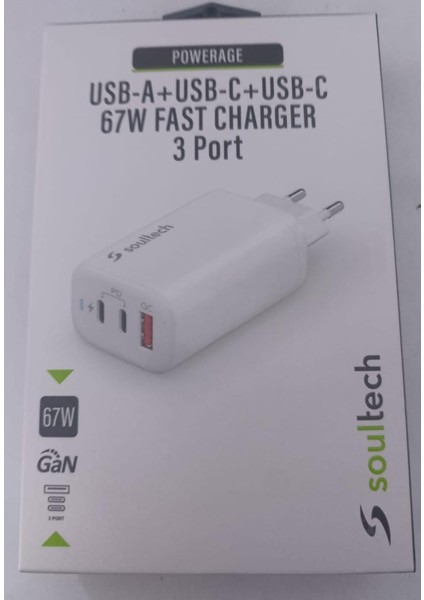 Usb-A+Usb-C+Usb-C 67W Fast Charger 3 Port