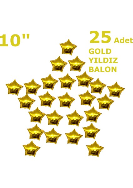 25 yıldız 10 ınc set balon
