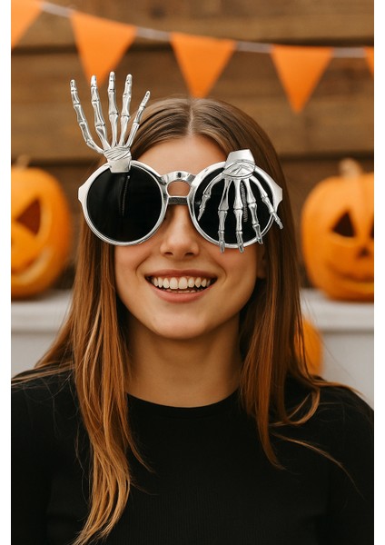 Parti Gözlükleri İSKELET TEMALI PARMAKLI GÜMÜŞ fırsatları