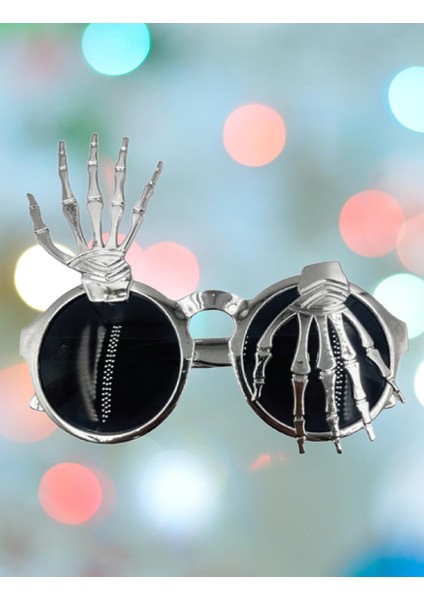 Parti Gözlükleri İSKELET TEMALI PARMAKLI GÜMÜŞ