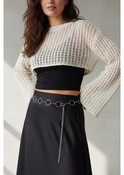 Pınkmark Kadın Gümüş 2 cm Halkalı Zincir Kemer PMKM25635 indirimleri