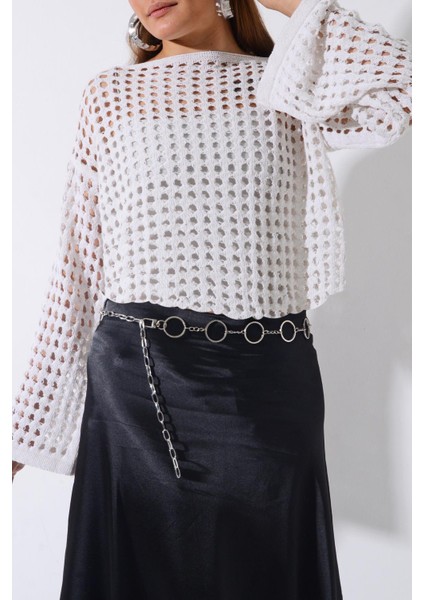 Pınkmark Kadın Gümüş 2 cm Halkalı Zincir Kemer PMKM25635