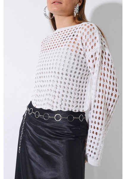 Pınkmark Kadın Gümüş 2 cm Halkalı Zincir Kemer PMKM25635