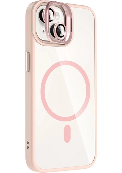 Apple iPhone 13 Remim Lensli Magsafe Standlı Kapak - Pembe fiyatları