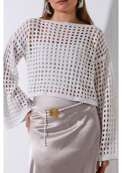 Pınkmark Kadın Gold Gül Figürlü Inci Zincir Kemer PMKM25643