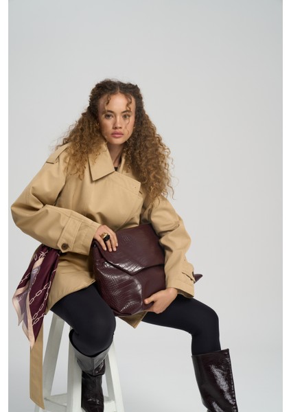 Tyra Camel Kemerli Kısa Trençkot