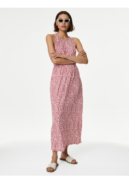 Desenli Midi Keten Elbise indirimleri