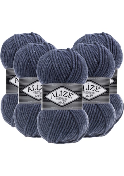 Süperlana Maxi Yünlü Örgü Iplği/kalın Chunky Iplik/el Örgü İPI/ 203 Denim