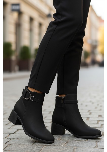 Siyah Zümrüt Fermuarlı Polarlı Kadın Topuklu Bot modelleri