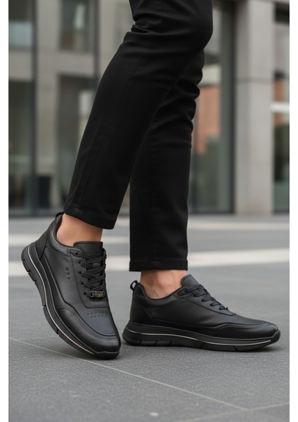 Siyah Hakiki Deri Bağcıklı Erkek Sneaker modelleri