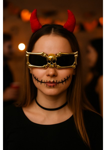 Parti Gözlükleri İSKELET -KURU KAFA GOLD modelleri