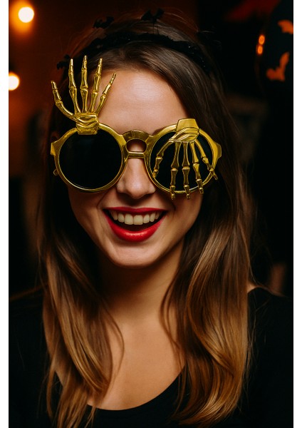 Parti Gözlükleri İSKELET TEMALI PARMAKLI GOLD indirimleri