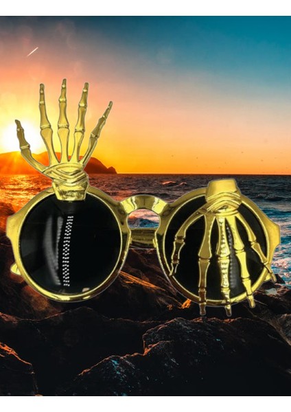 Parti Gözlükleri İSKELET TEMALI PARMAKLI GOLD