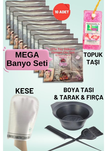 Doğal Hamam Seti: Ot Toz, Tarak, Fırça, Kesesi ve Topuk Taşıyla Bakım Keyfi