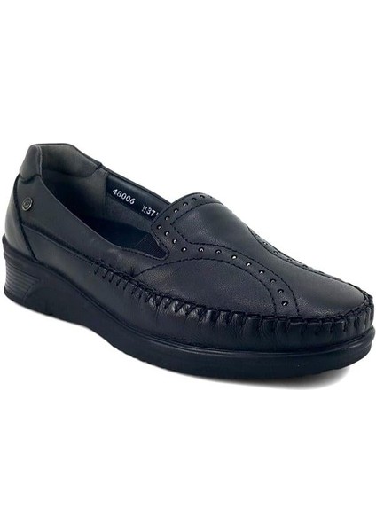 Erva Deri Anatomik Günlük Bayan Ayakkabı-Siyah