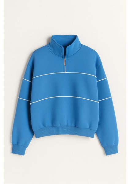 Yarım Fermuarlı Biyeli Üç Ip Kadın Sweatshirt fiyatları