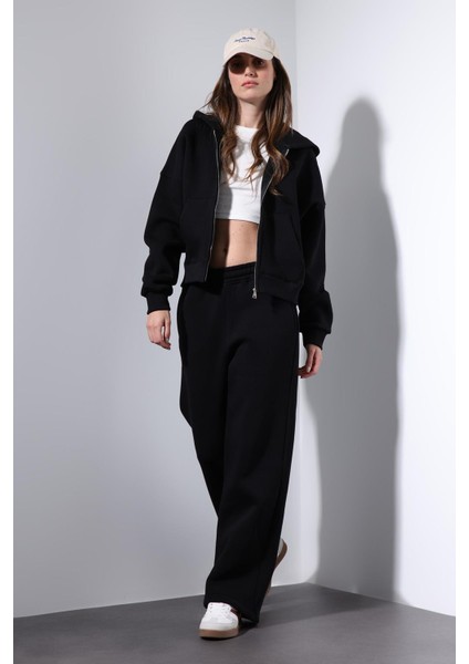 Siyah Fermuarlı Kapüşanlı Kadın Sweatshirt fırsatları