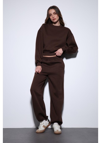 Kahve Basic Kadın Sweatshirt