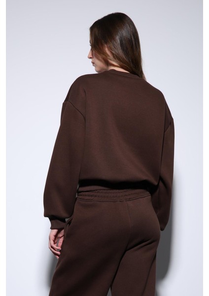 Kahve Basic Kadın Sweatshirt