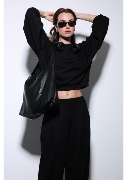 Siyah Geniş Paça Relaxed Kadın Takım indirimleri