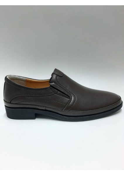 Hakiki Deri Bağcıksız Esnek Kauçuk Taban Kahverengi Kışlık Erkek Ayakkabı C-9375186KTGY